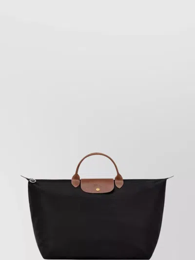 Longchamp Travel Bag With Foldable Design And Leather Trim