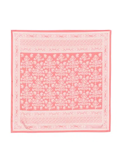 Longchamp Tree Of Life 50 Scarf In 粉色