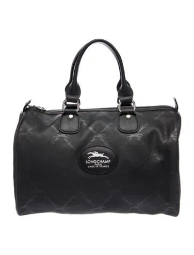Pre-owned Longchamp Vegan Leather Top Handle Bag In Black