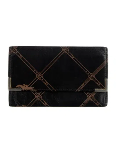 Pre-owned Longchamp Vintage Leather Continental Wallet In Black