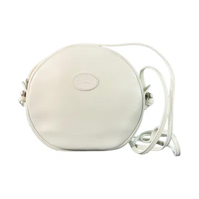 Pre-owned Longchamp Vintage White Faux Leather Round Crossbody Handbag
