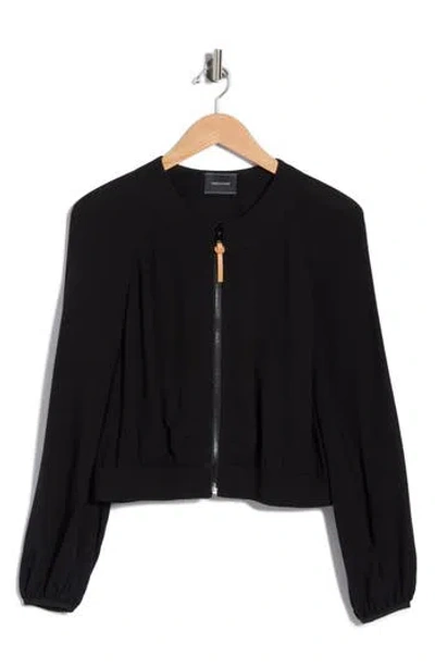 Longchamp Virgin Wool Blend Zip Top In Black