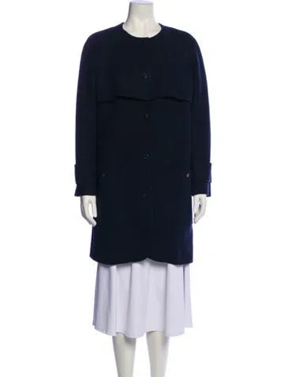 Pre-owned Longchamp Virgin Wool Coat In Blue