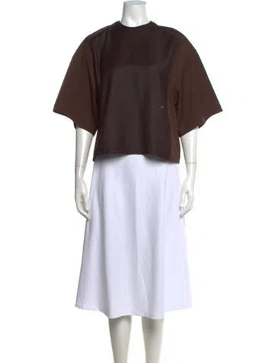 Pre-owned Longchamp Virgin Wool Crew Neck Top In Brown