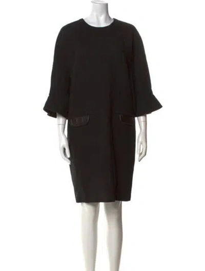 Pre-owned Longchamp Virgin Wool Knee-length Dress In Black