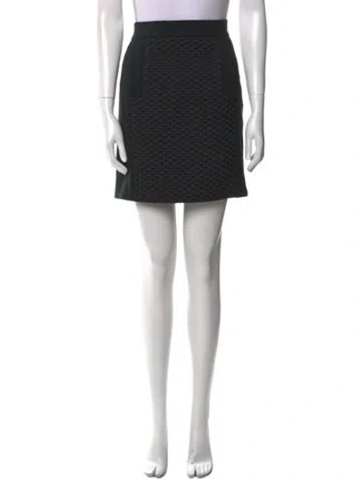 Pre-owned Longchamp Virgin Wool Mini Skirt In Black