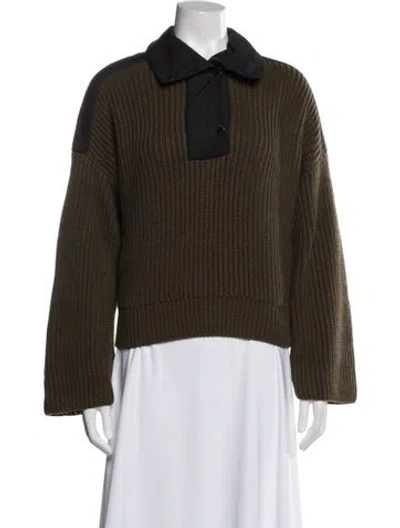 Pre-owned Longchamp Virgin Wool Sweater In Green