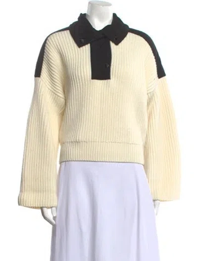 Pre-owned Longchamp Virgin Wool Sweater In White