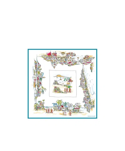 Longchamp Vivement L'ete Silk Scarf 70 In White