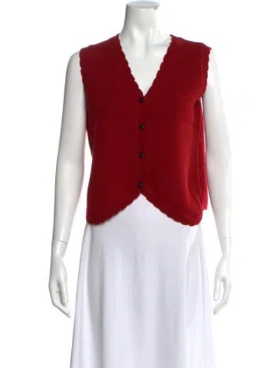 Pre-owned Longchamp V-neck Sweater In Red