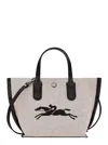LONGCHAMP WHITE HANDBAG WITH ADJUSTABLE AND REMOVABLE SHOULDER STRAP AND LOGO LETTERING ON THE FRONT