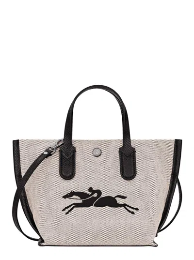 Longchamp White Handbag With Adjustable And Removable Shoulder Strap And Logo Lettering On The Front