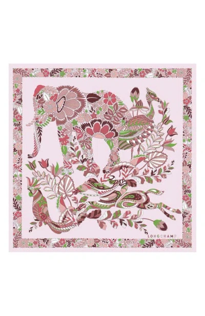Longchamp Wildlife Silk Square Bandana In Nude