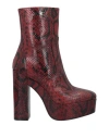 Longchamp Woman Ankle Boots Brick Red Size 10 Soft Leather In Red