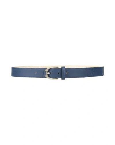 Longchamp Woman Belt Navy Size Onesize Calfskin In Blue