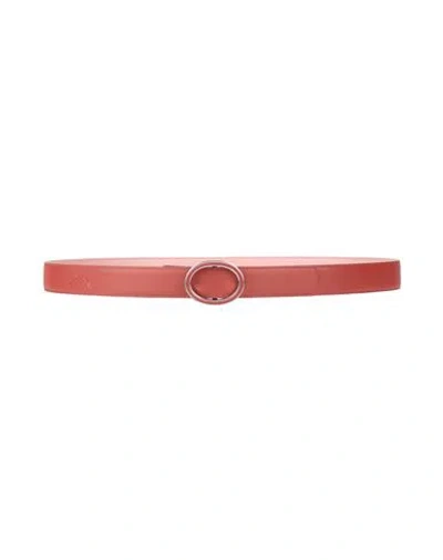 Longchamp Woman Belt Rust Size Onesize Lambskin, Metal In Red