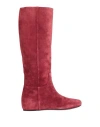 Longchamp Woman Knee Boots Brick Red Size 11 Soft Leather In Red