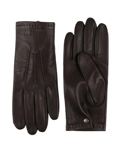 Longchamp Woman Gloves Dark Brown Size 9 Lambskin