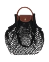 Longchamp Le Pliage Filet Canvas Bag In Black