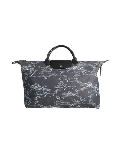 Longchamp Woman Handbag Midnight Blue Size - Cowhide, Textile Fibers