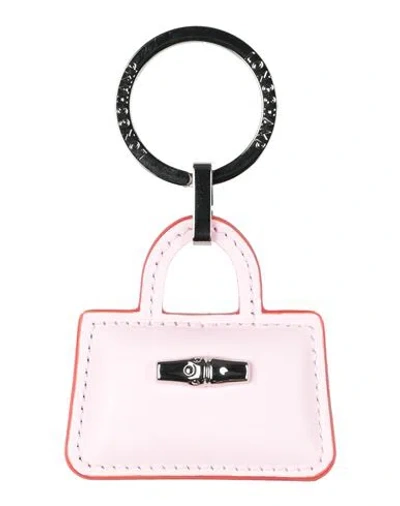 Longchamp Woman Key Ring Light Pink Size - Leather