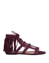 Longchamp Woman Sandals Mauve Size 11 Soft Leather In Purple
