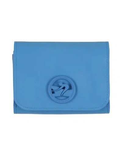 Longchamp Woman Wallet Azure Size - Leather In Blue