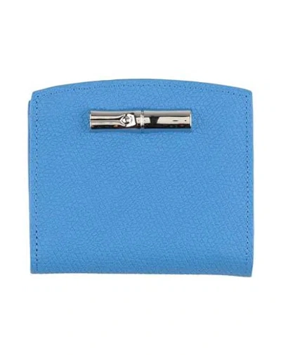 Longchamp Woman Wallet Blue Size - Leather