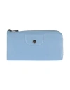 Longchamp Woman Wallet Light Blue Size - Lambskin, Cowhide