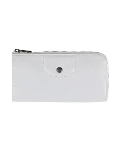 Longchamp Woman Wallet Light Grey Size - Lambskin, Cowhide In Gray