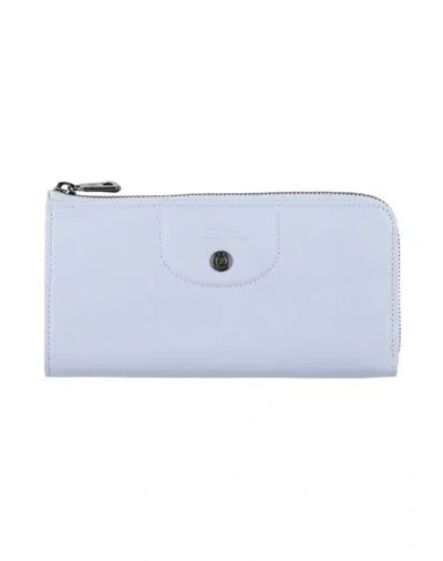 Longchamp Woman Wallet Sky Blue Size - Lambskin, Cowhide
