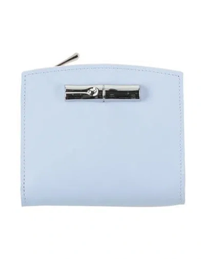 Longchamp Woman Wallet Sky Blue Size - Leather