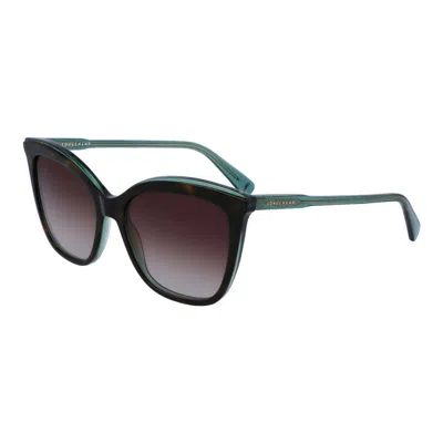 Longchamp Women's 55 Mm Dark Tortoise On Transparent Green Opticals In Multi