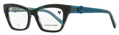 Longchamp Women's Arching Brow Line Eyeglasses Lo2762 304 Green Horn/blue 51mm