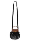 Longchamp Le Pliage Filet Black Handbag With Engraved Logo In Mesh Woman In Black