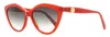 Longchamp Women's Cat Eye Sunglasses Lo730s 600 Red 56mm In Multi