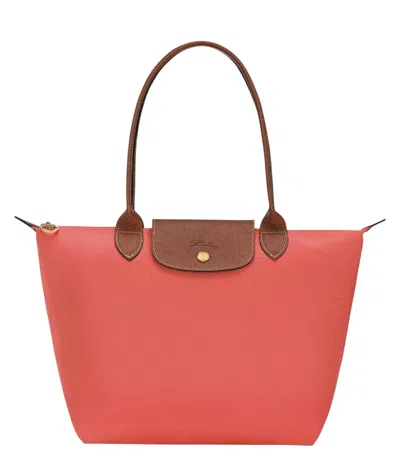 Longchamp Women Coral Le Pliage Medium Tote In Red