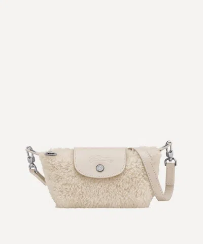 Longchamp Women's Extra-small Le Pliage Xtra Shearling Pouch Bag In White