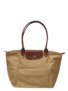 Longchamp Original L Bag With Front Pocket And Leather Trim