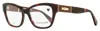 Longchamp Women's Geometric Butterfly Eyeglasses Lo2742l 640 Red Havana 52mm In Brown