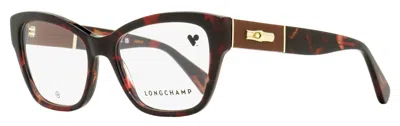 Longchamp Women's Geometric Butterfly Eyeglasses Lo2742l 640 Red Havana 52mm In Brown