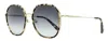 Longchamp Women's Geometric Rimmed Sunglasses Lo163s 743 Gold/vintage Havana 58mm In Multi