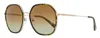 Longchamp Women's Geometric Rimmed Sunglasses Lo163s 749 Gold/green Camo 58mm In Green