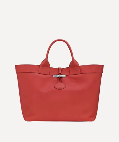 Longchamp Women's Large Le Roseau Souple Tote Bag In Red
