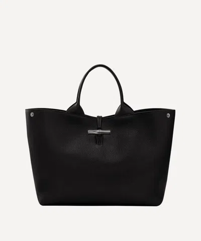 Longchamp Women's Large Le Roseau Top Handle Bag In Black