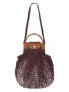Longchamp Le Pliage Filet Knit Shoulder Bag In Bordeaux