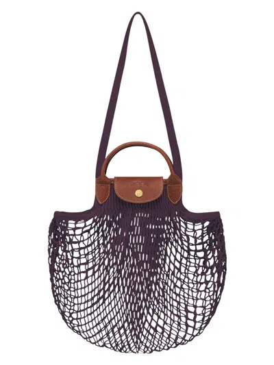 Longchamp Hollow Shoulder Bag In Eggplant