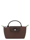 Longchamp Le Pliage Green Mocha Coloured Clutch Bag