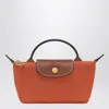 Longchamp Le Pliage Original Brick-coloured Clutch Bag In Red