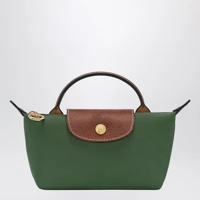 Longchamp Le Pliage Original Canvas Pouch With Handle In Green